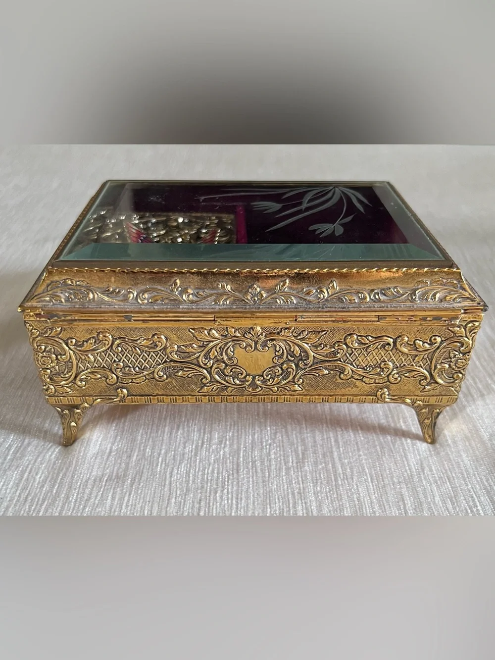 VTG Westland Enamel Butterfly Automaton Musical Jewelry Box Plays Memory